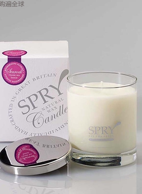 英国进口 spry candles 玻璃杯60小时大豆蜡香薰精油蜡烛室内香氛