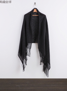 新西兰原装进口Stansborough美利奴羊毛披肩围巾长款0.8 x 2m黑色