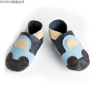 新西兰PITTER PATTER 真皮牛皮婴儿软底鞋子 男宝宝学步鞋 蓝汽车