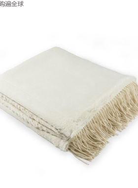 德国进口CARMA高端白色北极熊柔软保暖披肩午睡羊毛毯子1.3*1.8米