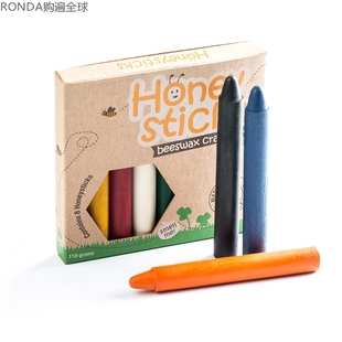 新西兰进口Honeysticks天然蜂蜡可食无毒儿童彩色蜡笔画笔细款8色