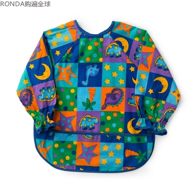 美国Raindrops防水婴儿吃饭罩衣宝宝罩衫儿童反穿衣长袖围裙0-2岁
