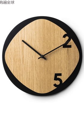 意大利进口Sabrina Fossi现代简约创意客厅木质挂钟钟表 棕色30cm