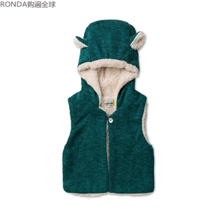 法国Minabulle针织婴儿童宝宝秋冬季加绒保暖马甲带帽外套 4-5岁