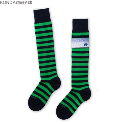 美利奴学院风学生条纹长筒袜子