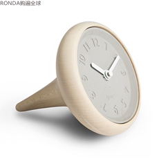 Настольные часы 法国进口gones枫木混凝土简约创意桌面卧室静音床头钟小台钟14cm