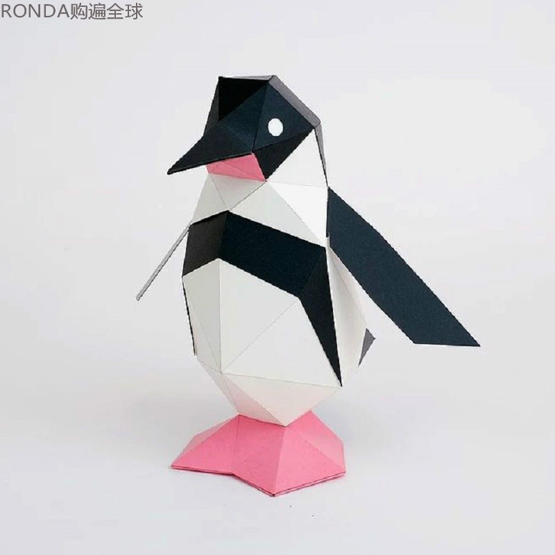 日本进 kakukaku立体纸模手工diy折纸拼图模型儿童益智玩具 企鹅
