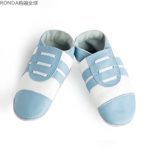 牛皮婴儿软底运动风学步鞋