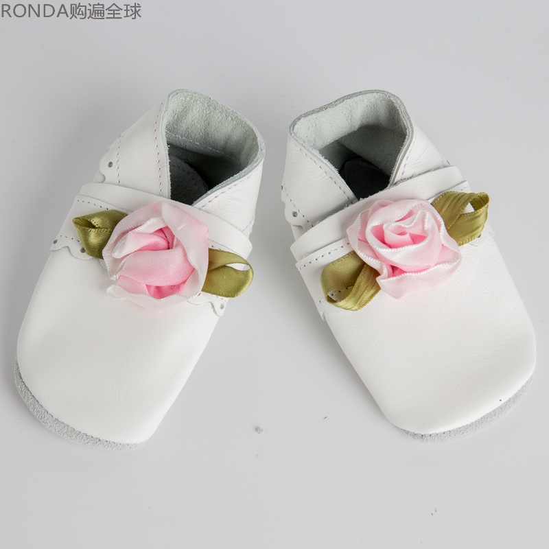 牛皮婴儿软底女宝宝学步鞋