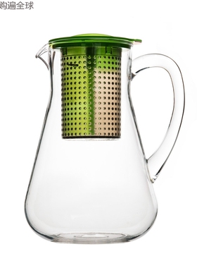 德国进口Finum 欧式耐热塑料PC过滤大花茶壶泡茶具冲茶器绿色1.8L