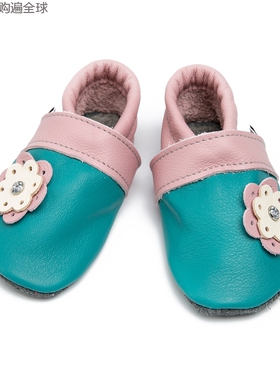 德国原装进口FORMREICH牛皮真皮女宝宝软底鞋子婴儿学步鞋 粉绿色