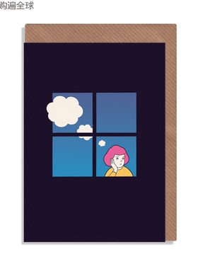 英国进口 ROBBIE PORTER A6 “认真思考”小卡片 祝福贺卡带信封