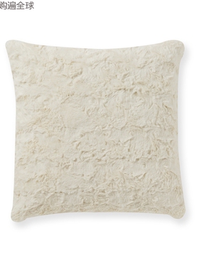 德国进口CARMA羔羊简约羊毛绒沙发抱枕 床上靠垫方形羽绒靠枕白色