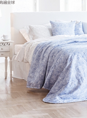 芬兰Lennol 佩特拉神游欧式涤纶棉加厚床单双人大床床盖 单件蓝色