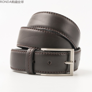 意大利GP 带男腰带青年中年休闲皮带棕色 &MAX真皮针扣头层牛皮裤
