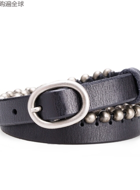 意大利进口 Martinica头层牛皮真皮金属圆珠皮带女式时尚针扣腰带