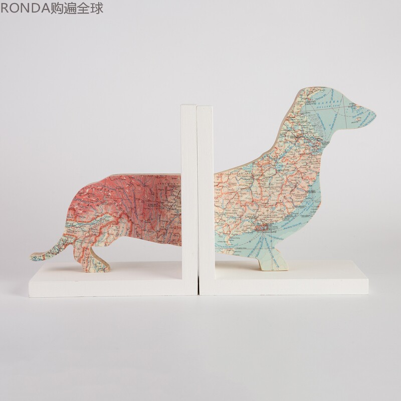 英国原装进口 BOMBUS 木质手工雕刻香肠狗创意书立书靠书挡24cm