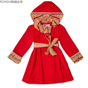 法国进口cocolico儿童女宝宝纯羊毛连帽秋冬呢大衣外套风衣3 8岁