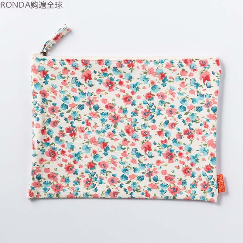 韩国namoo essence小清新棉麻简约手拿包拉链布袋首饰零钱包 多色