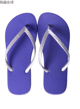巴西原装进口时尚防滑女式人字拖 平底沙滩拖鞋 女款凉拖蓝色银色