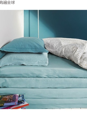 比利时进口 louislesec婴儿儿童纯棉防水透气床单 床上用品浅蓝色