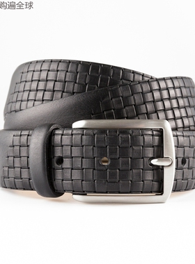 意大利GP &MAX真皮针扣头层牛皮裤带男腰带青年休闲时尚皮带 黑色