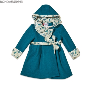 法国进口 8岁 cocolico儿童女宝宝纯羊毛秋冬呢大衣外套风衣蓝色3