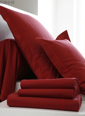 法国进口Blanc des Vosges高级密织纯棉床单宝红色单件250*270cm