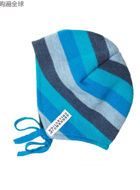 瑞典进口GEGGAMOJA男女宝宝护耳帽子秋冬保暖婴儿毛线套头帽蓝色