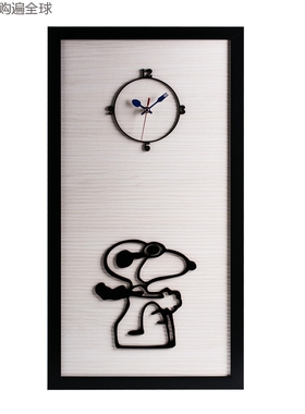 韩国原装进口dawon deco 3D飞行狗相框挂钟客厅装饰画艺术钟表