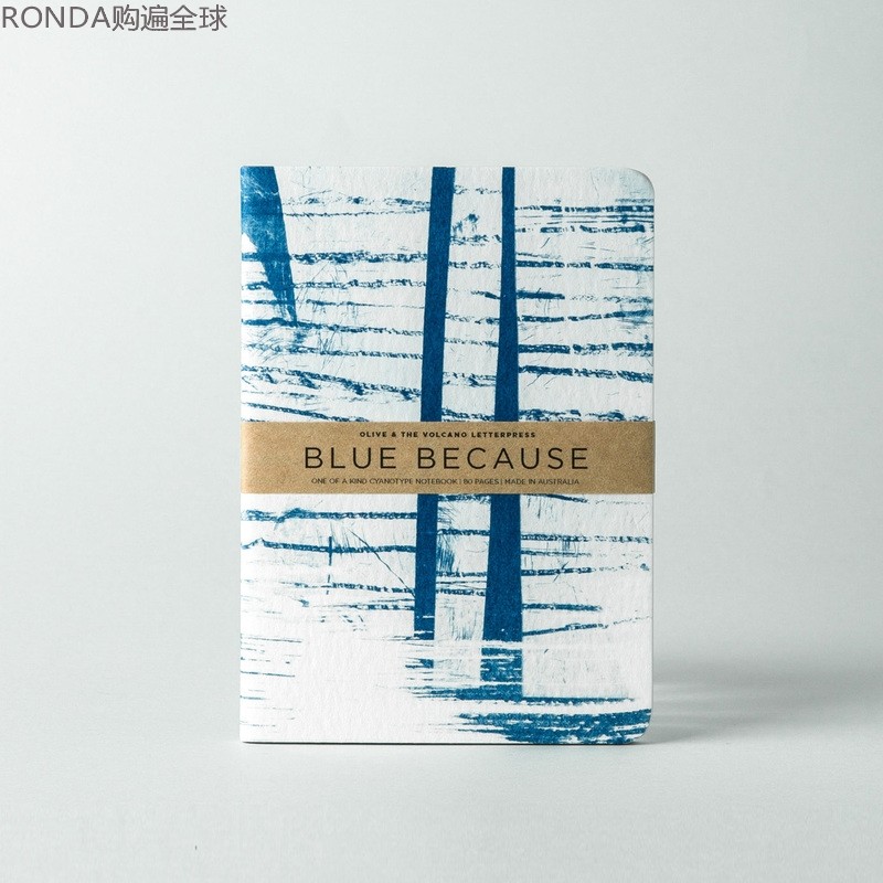 澳洲o &v创意简约艺术凸版印刷笔记本本子 记事本a6(梦幻蓝)线装