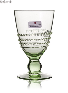 德国进口FARBGLASHUTTE LAUSCHA 图林根玻璃水杯果汁杯矮脚杯绿色