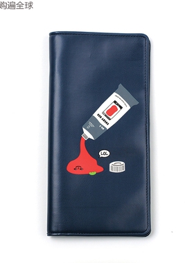 韩国进口Lucalab可爱卡通长款护照夹收纳夹卡包女士钱包钱夹蓝色