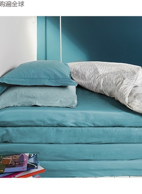 比利时进口 louislesec婴儿儿童纯棉防水透气床单床上用品 亮蓝色