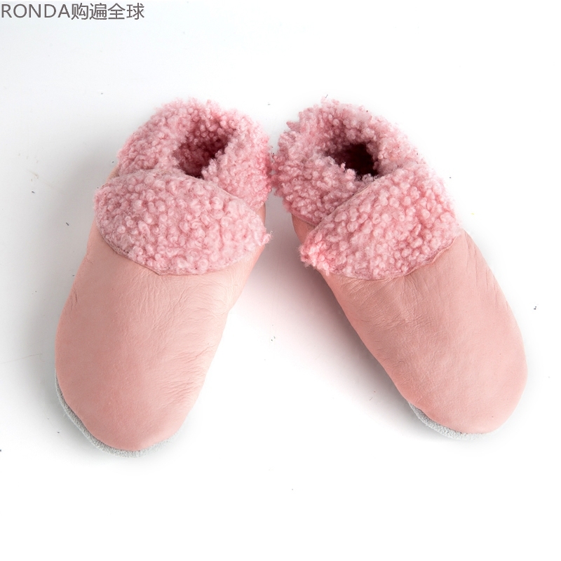 牛皮羊毛婴儿鞋子
