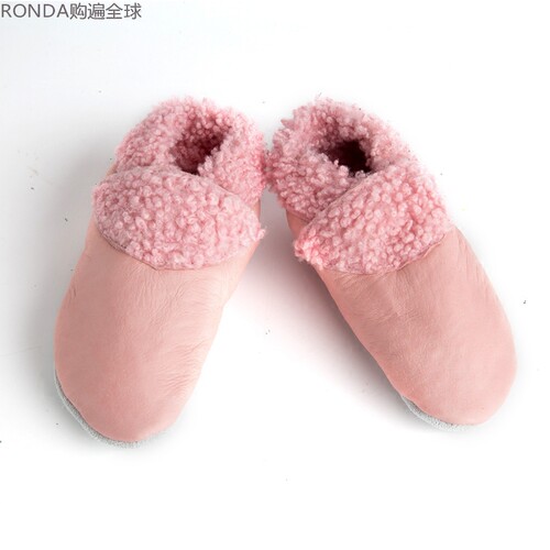 牛皮羊毛婴儿鞋子