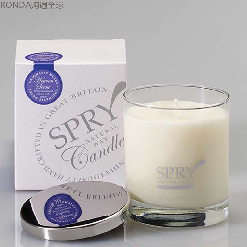 英国spry candles玻璃杯60小时大豆蜡精油香薰蜡烛香氛清醒空气