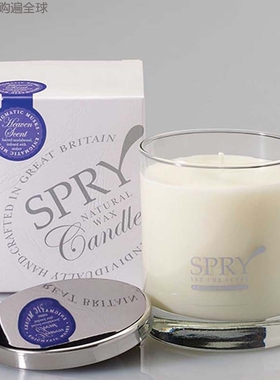 英国spry candles玻璃杯60小时大豆蜡精油香薰蜡烛香氛清醒空气