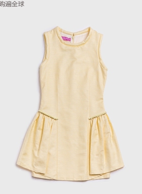意大利进口ValMax公主裙大儿童女童黄色无袖连衣裙女孩裙子9-12岁
