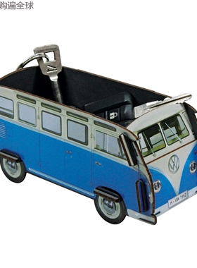 德国原装进口Werkhaus大众经典面包车文具收纳盒木质笔筒摆件蓝色