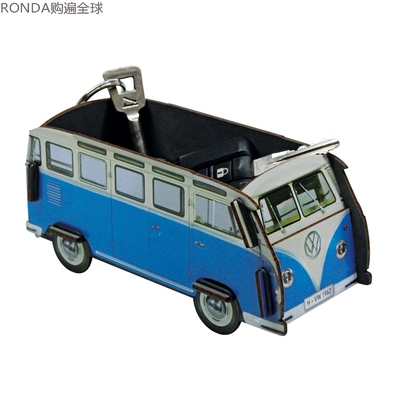 德国大众文具木质摆件蓝色笔筒