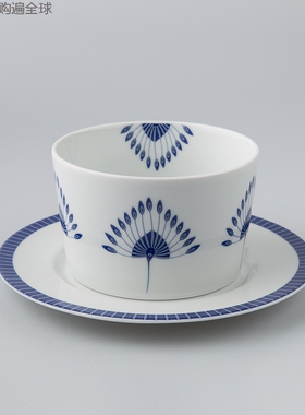 德国进口Seltmann Weiden欧式创意陶瓷汤盅汤碗带碟60ml蓝色律动