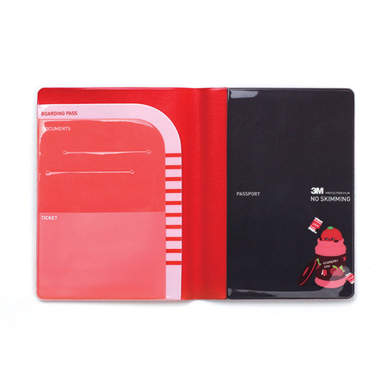 LUCALAB CUTE RASPBERRY SHORT PASSPORT HOLDER TICKET HOLDER STORAGE HOLDER TRAVEL WATERPROOF DOCUMENT BAG IMPORTED FROM SOUTH KOREA