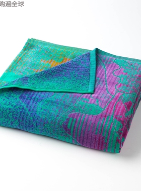 英国进口Elaiva柔软纯棉超大浴巾成人大毛巾盖毯子蓝绿色 1*1.8米