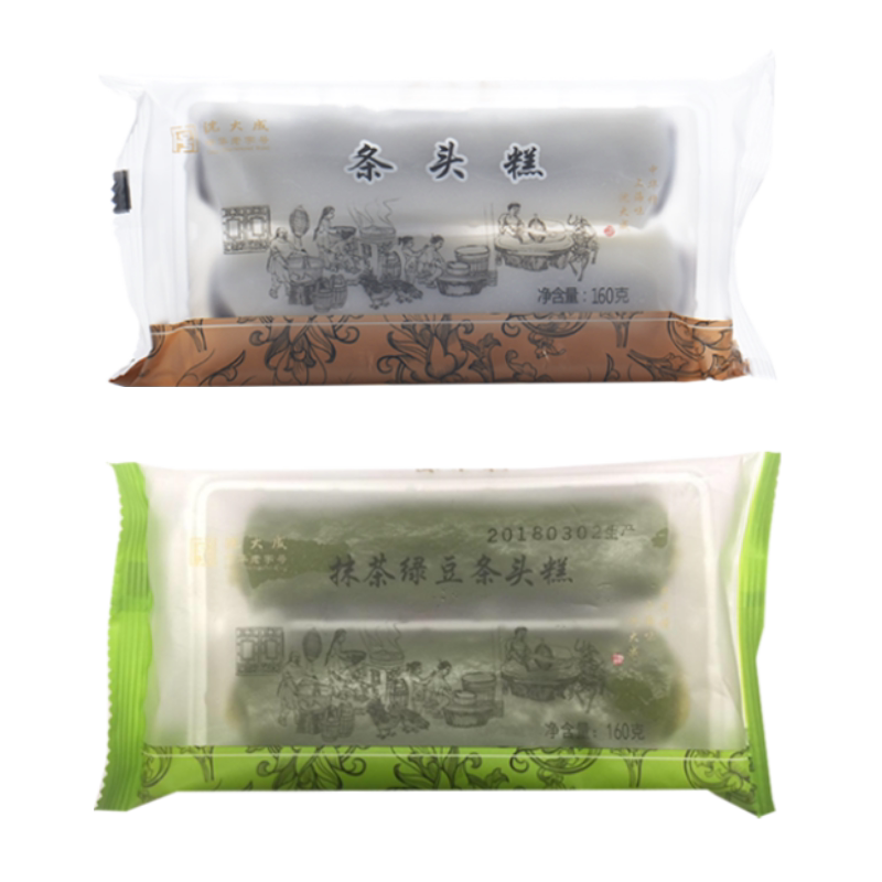 上海沈大成抹茶绿豆原味条头糕160g糕点休闲食品老字号糕团软糯