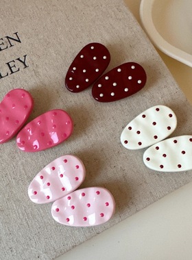 可爱波点小水滴鸭嘴发夹ins简约海边百搭侧边刘海夹hairclip发饰