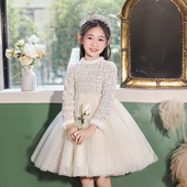 女童礼服轻奢小众高端花童公主裙儿童裙子秋冬款 主持人钢琴演出服