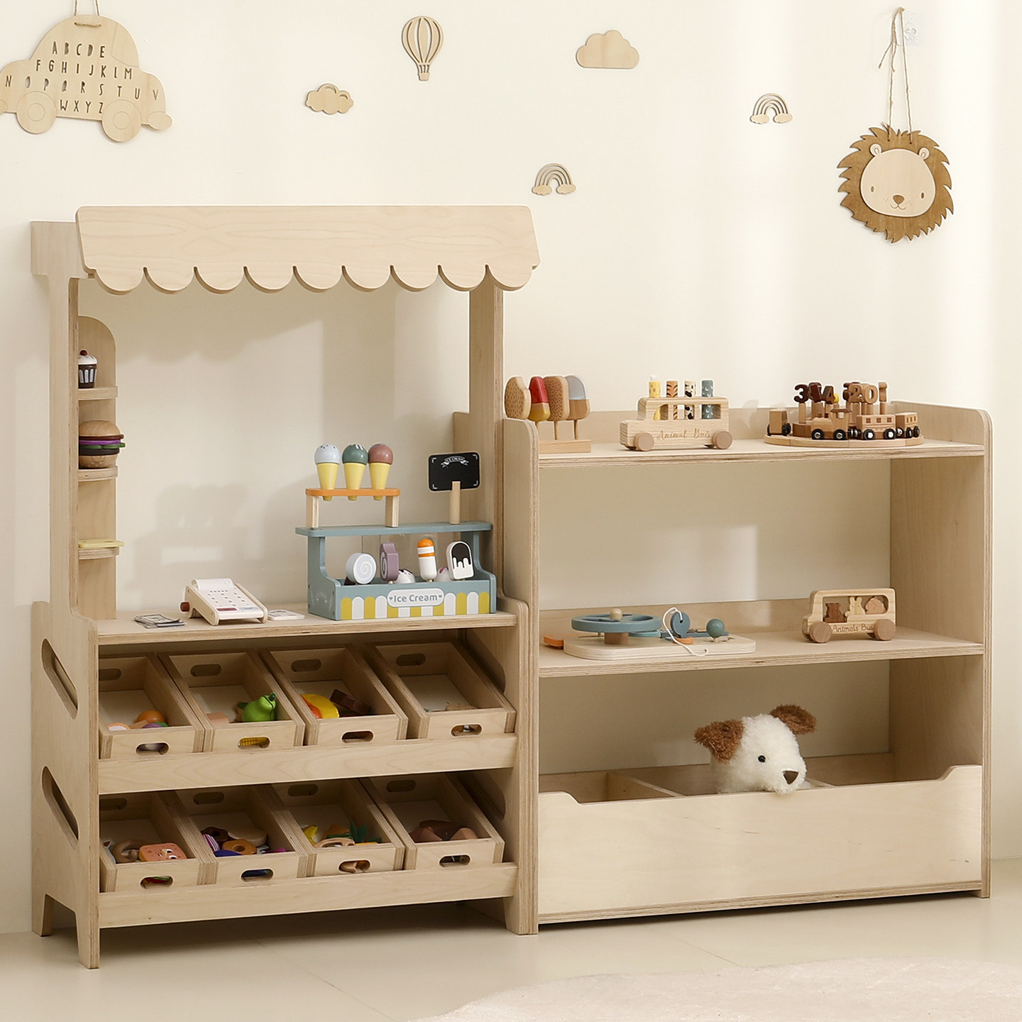 儿童玩具收纳柜储物柜分类整理书架二合一宝宝过家家小卖铺置物架,住宅家具,儿童储物柜/玩具柜,淘宝优惠券,粉丝福利购,淘宝优惠卷