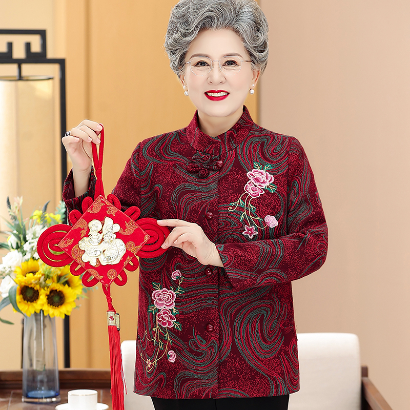 奶奶民族风喜庆唐装外套老年人女冬季保暖加厚棉袄妈妈装春秋衣服
