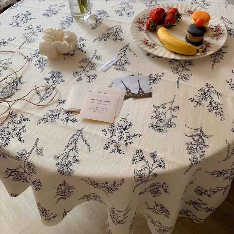 韩式清新碎花桌布ins风棉麻法式复古摆拍背景台布野餐垫高级感,居家布艺,桌布,淘宝优惠券,粉丝福利购,淘宝优惠卷